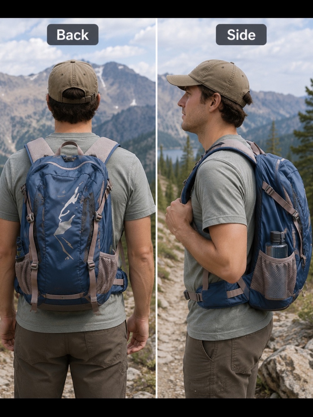 LL Bean Men's Blue Outdoor Backpack with Gray Accents